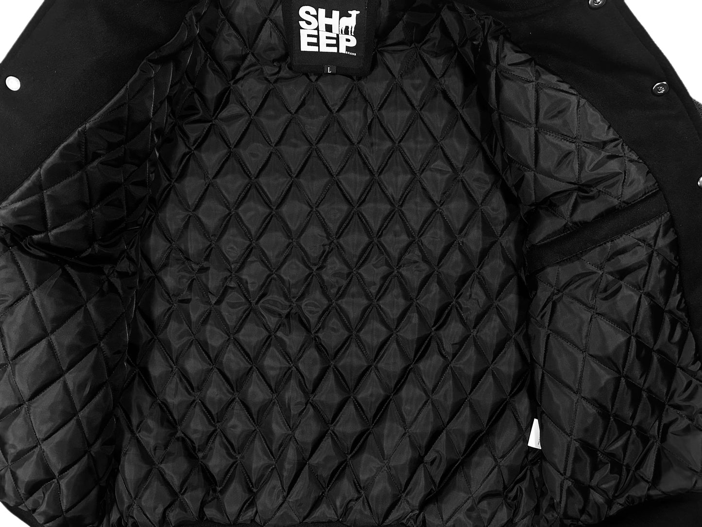 Sheep Brand "Black/Grey" Embroidered Varsity Jacket
